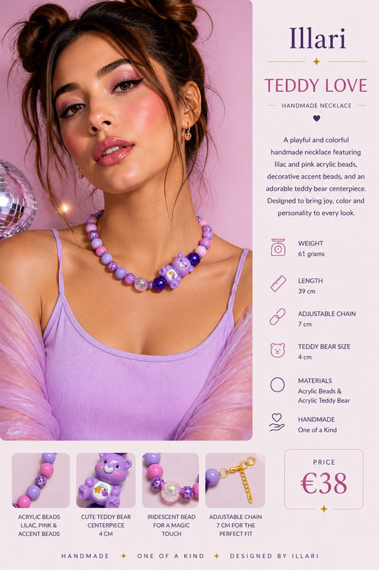 Teddy Love Handmade Necklace by Illari