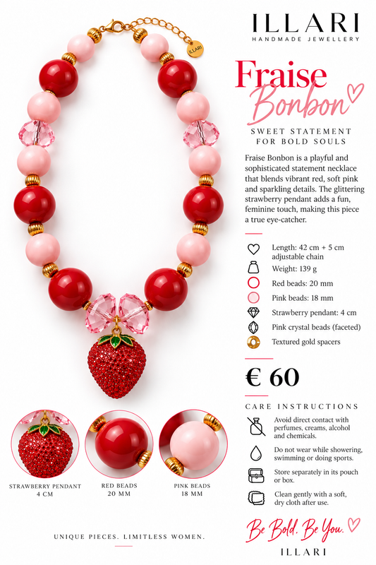 Fraise Bonbon – Handmade Strawberry Statement Necklace